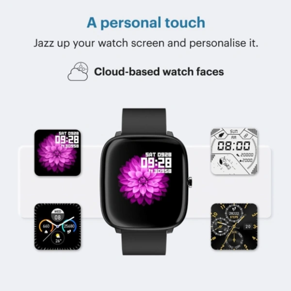 Noise ColorFit Qube SpO2 Charcoal Black Smartwatch - 1.4" inches Full Touch HD, Black, Pink